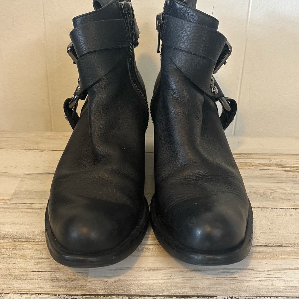 Cole Haan Black O-Ring Harness Leather Waterproof Biker Ankle Boots Women’s 7 - Picture 9 of 15